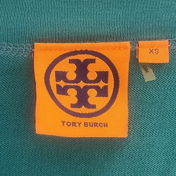 TORY BURCH Turquoise Cotton V Neck Cardigan - Picture 5 of 5